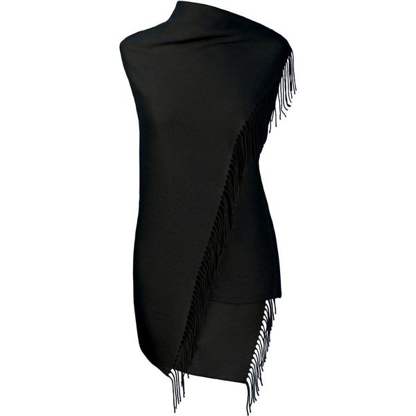 Fiolini Pashmina Sciarpa Stola Scialle Nero Per Donna - Elegante E Morbida, 80 X 200 Cm - Made In Italy-image