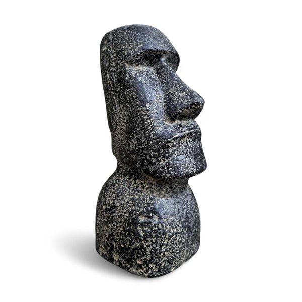 Statua Testa Moai - Scultura Da Giardino - Figura Dell'isola Di Pasqua Rapa Nui In Sabbia Lavica Grigia-image