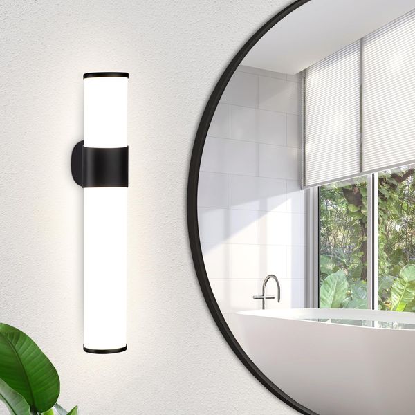Zmh 6W Lampada Da Bagno Luce Bianca Neutra Colore 4000K Specchio Laterale Luce Da Parete Lampada Da Bagno Nera Illuminazione Del Mobile Dello Specchio 35Cm-image