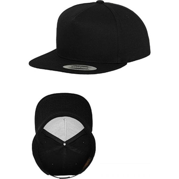Flexfit 6007 | Classic 5 Panel Snapback Cap / Berretto / Beanie / Cappello - Colore: Nero/Nero - Taglia: Unica-image