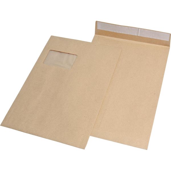Mayer-Network 30007067 Tasche Pieghevoli - C4, Finestra, Piega 20 Mm, Fondo A Blocco, Adesivo Sensibile Alla Pressione, 120 G/M², Marrone, 100 Pezzi-image