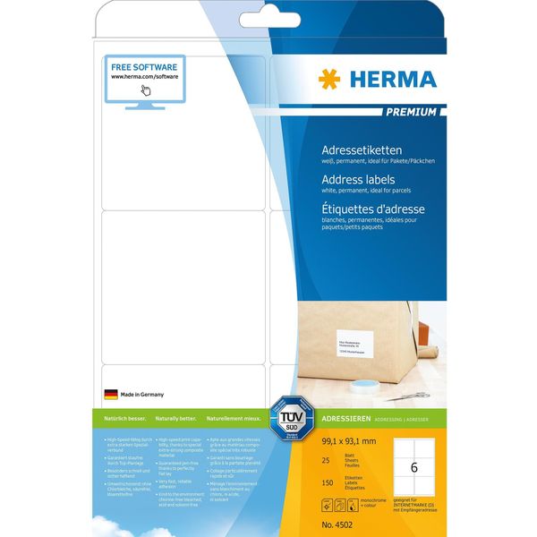 Etichette Herma Premium A4 99,1X93,1 Mm Carta Bianca Opaca 150 Pz.-image