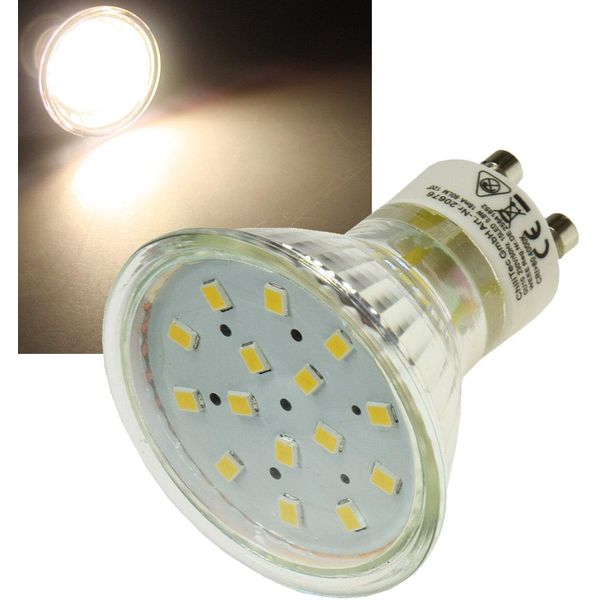 Chilitec Faretto Led GU10 H10 Smd 15 Led Smd 3000K, 50Lm, 120°, 230V/0,8W, Bianco Caldo-image
