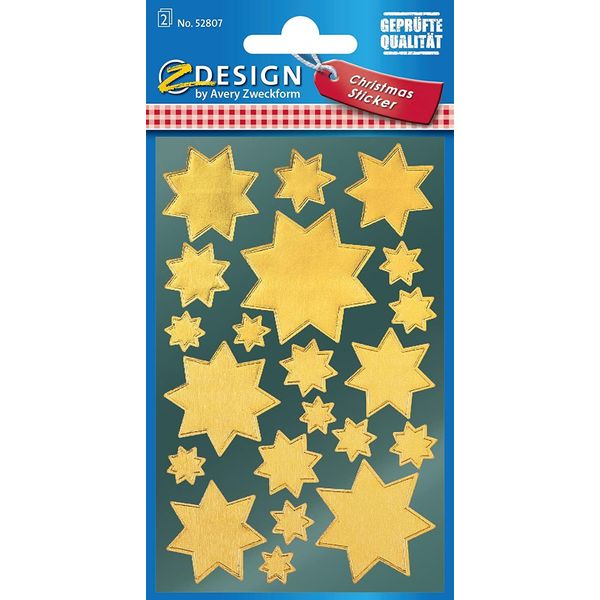 Adesivo Natalizio Avery Zweckform Zdesign "Stelle"", Oro"-image