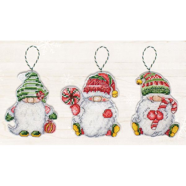 Luca-S Set Per Punto Croce "Elfi Di Natale 3 Pezzi"", Schema Per Il Conteggio, Ca. 9X8Cm"-image