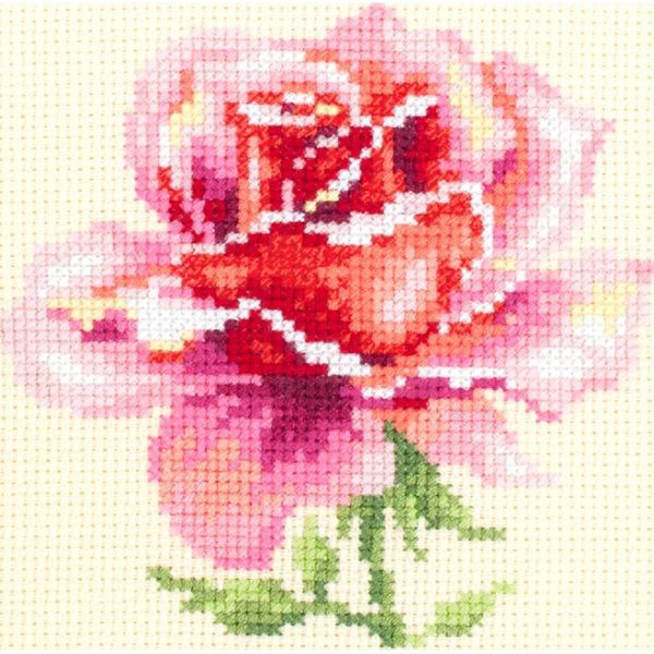 Magic Needle Zweigart Edition Kit Punto Croce "Pink Rose"", Contato, Fai Da Te, 11X11Cm"-image
