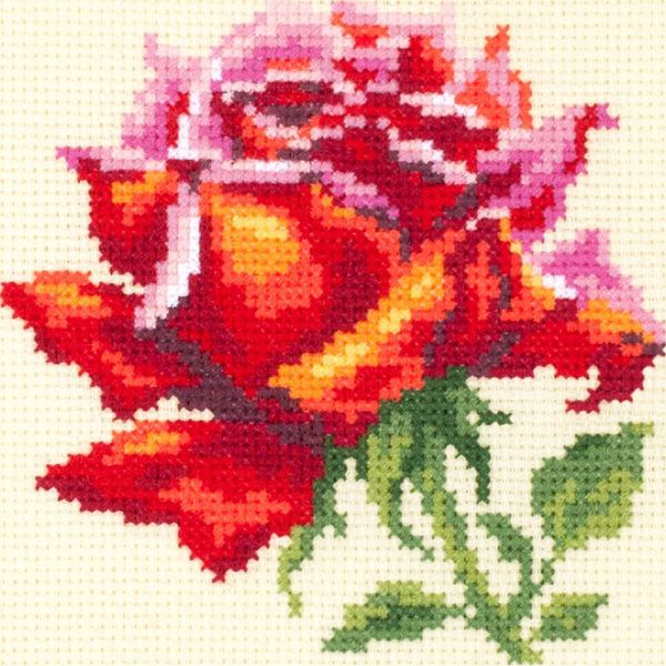 Magic Needle Zweigart Edition Kit Punto Croce "Red Rose"", Contato, Fai Da Te, 11X11Cm"-image
