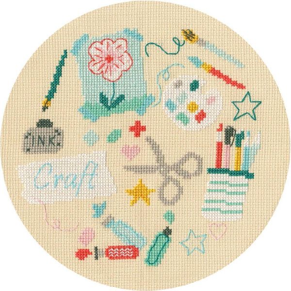 Modello Fuori Produzione Set Per Punto Croce Bothy Threads "Craft"", Schema Contato, XJH7P, Diam. 17,5 Cm"-image