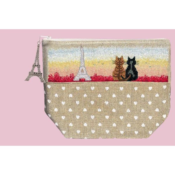 Borsa Le Bonheur Des Dames Contato Kit Punto Croce "Pochette Parisian Cats"", 23X17X8,5Cm"-image