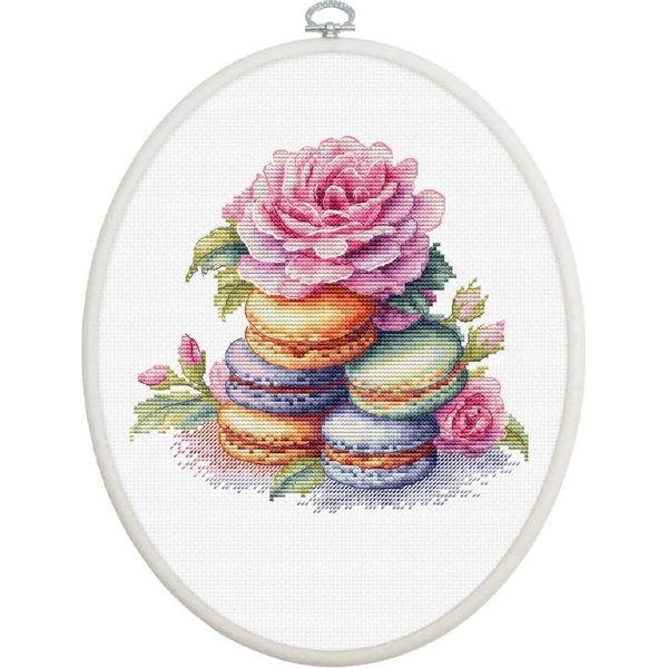 Luca-S Kit Per Ricamo A Punto Croce Con Cerchio "French Macarons"", Schema Di Conteggio, 16X15Cm"-image