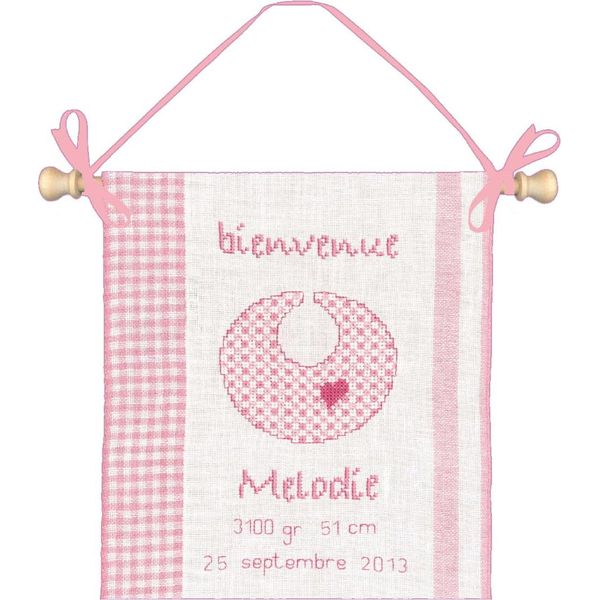 Le Bonheur Des Dames Kit Punto Croce Contato "Welcome Birth Pink"", 20X24Cm, Fai Da Te"-image