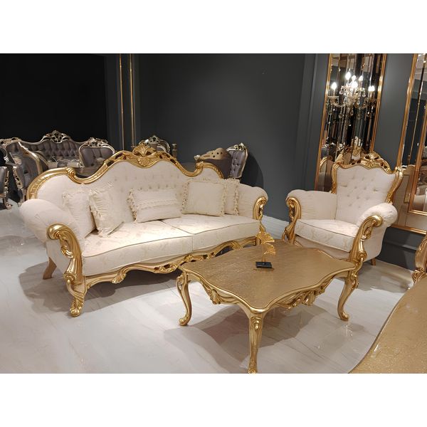 Lusso Divano Chesterfield 3 Posti Di Design Divano Imbottito Divano Tessile Nuovo-image