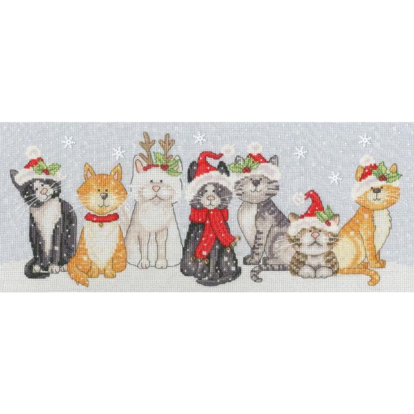 Kit Per Ricamo A Punto Croce Bothy Threads "Festive Cats"", Schema Contato, XKTB11, 39X16Cm"-image