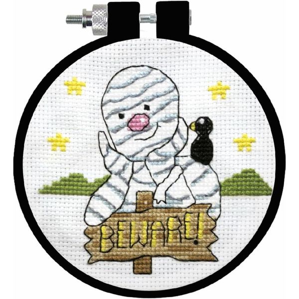 Kit Per Ricamo A Punto Croce Design Works Con Cerchio Da Ricamo "Mummy"", Schema Di Conteggio, Diam. 9 Cm"-image