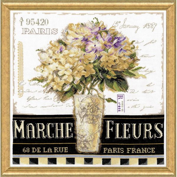 Kit Per Ricamo A Punto Croce Design Works "Mercato Dei Fiori"", Schema Contato, 40X40Cm"-image