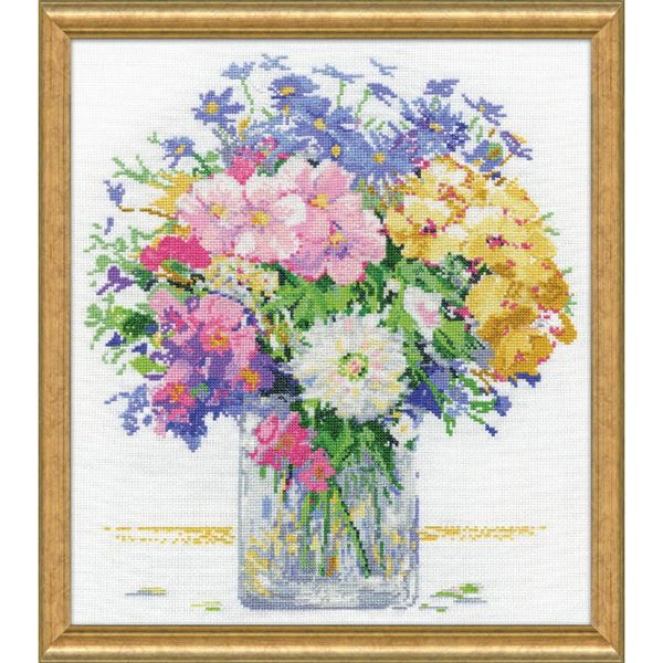 Kit Punto Croce Contato Design Works "Pastel Floral"", 30X36Cm"-image