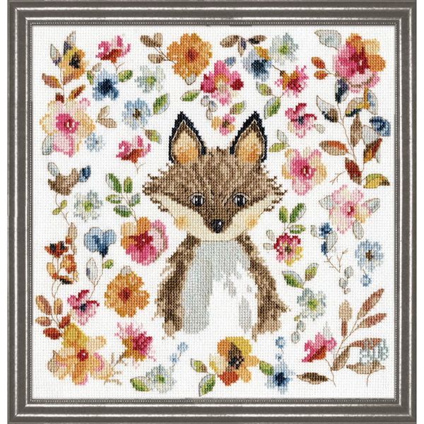 Kit Per Ricamo A Punto Croce Design Works "Watercolour Fox"", Schema Contato, 25X25Cm"-image