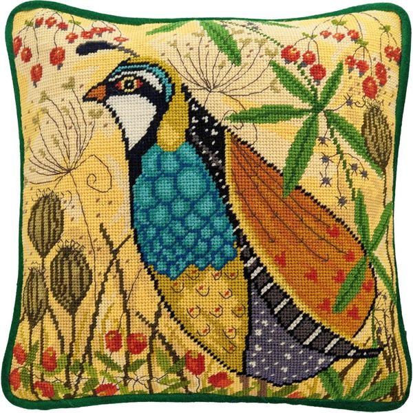Confezione Di Cuscini Da Ricamo Per Arazzi Bothy Threads "Flights Of Fancy: Partridge"", Immagine Da Ricamo Prestampata, TLH3, 36X36Cm"-image