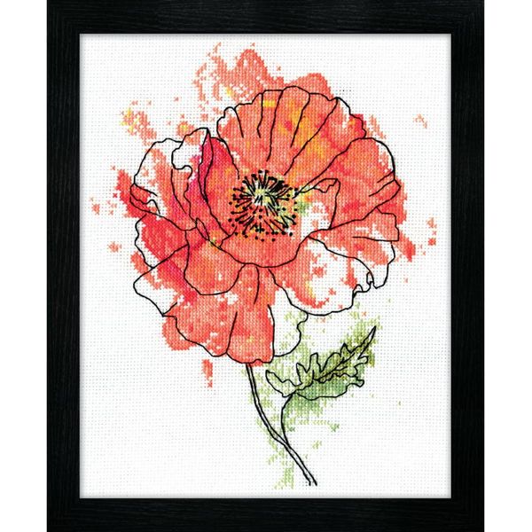 Kit Per Ricamo A Punto Croce Design Works "Fiori Color Pesca"", Schema Contato, 20X25Cm"-image