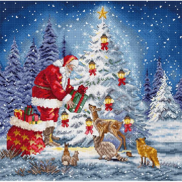 Kit Per Ricamo A Punto Croce Letistitch "Babbo Natale"", Schema Contato, 29X29Cm"-image