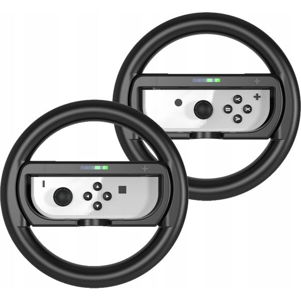 2X Volante + Manubrio 2In1 Per Nintendo Switch Oled E Nintendo Switch / 2X Nero-image