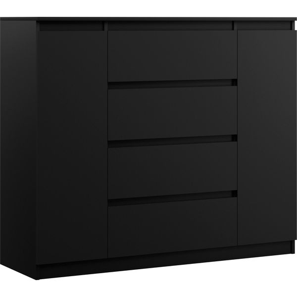 Cassettiera, Colore: Nero Opaco, 140 X 39 X 101 Cm, Con 2 Ante E 4 Cassetti-image
