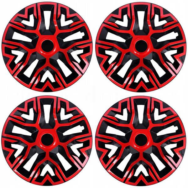 15'' Nrm The Best Bicolore Rosso/Nero Coprimozzo Universali 4 Pezzi-image