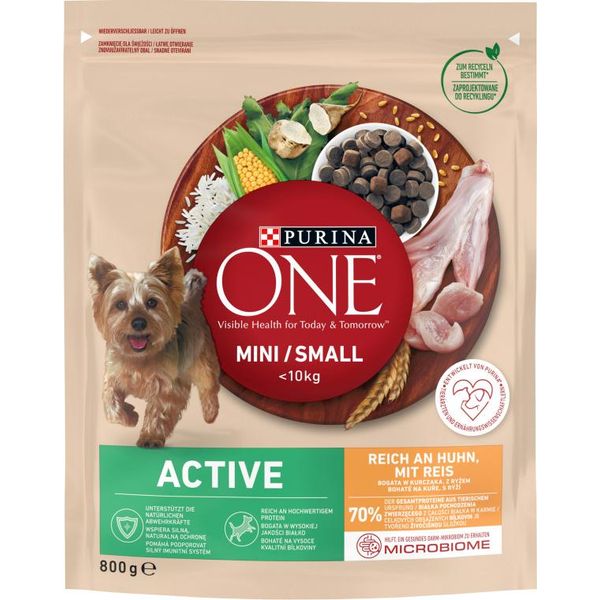 Purina One Mini/Small Active Cibo Per Cani Con Pollo E Riso 800 G-image