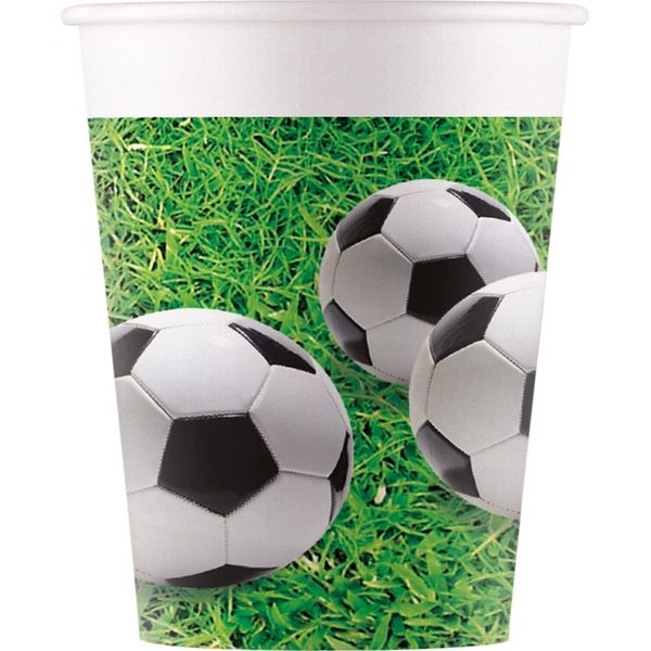 Bicchieri Di Carta Per Feste Di Calcio (Wm) - Set Di 8 Bicchieri Da 200 Ml - Biologici (Carta Fsc) - Perfetti Per Ogni Occasione Per I Tifosi Di Calcio!-image