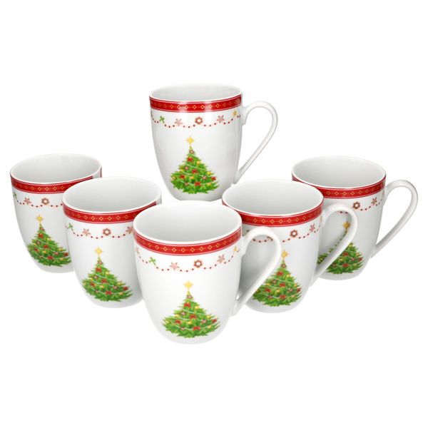 6X Tazze Da Caffè Da Sogno Di Natale 340Ml Tazze In Porcellana 6 Persone Vin Brulè Tè-image