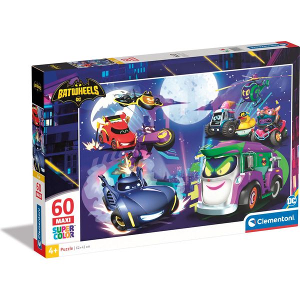 Clementoni - Maxi Puzzle Dc Comics Batwheels 60 ElementóW, Oficjalny Produkt-image