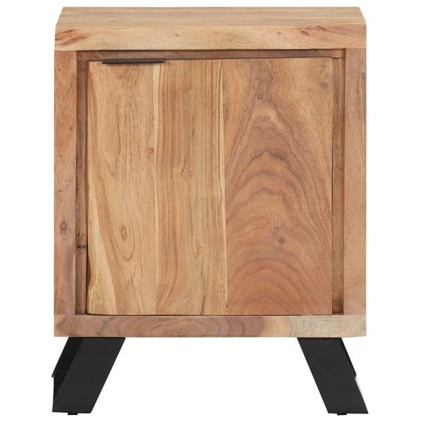 Comodino 40X30X50 Cm In Legno Massiccio Di Acacia Con Bordi Naturali-image