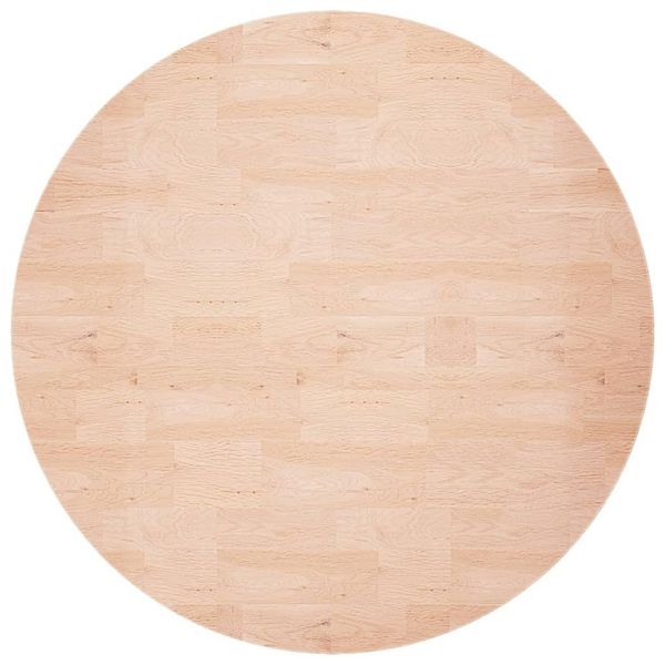 Piano Del Tavolo Rotondo Ø70X1,5 Cm Legno Massiccio Di Quercia Non Trattato-image