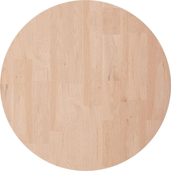 Piano Del Tavolo Rotondo Ø50X2,5 Cm Legno Massiccio Di Quercia Non Trattato-image