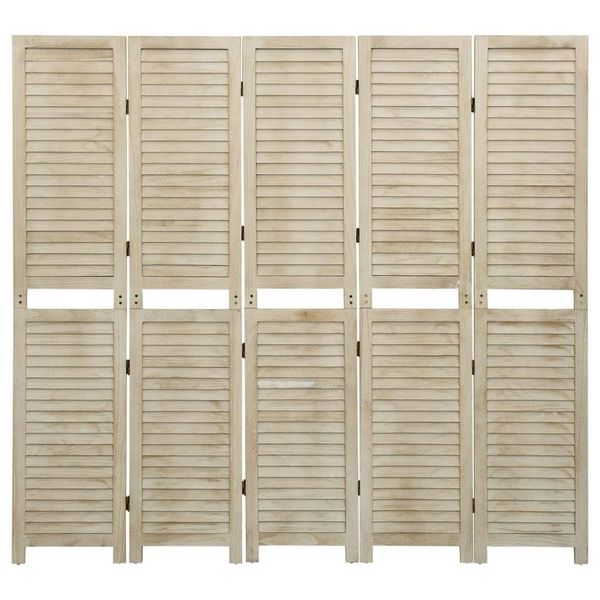 Syfax™ Divisorio A 5 Pannelli 175 X 165 Cm Legno Massello Di Paulownia-image