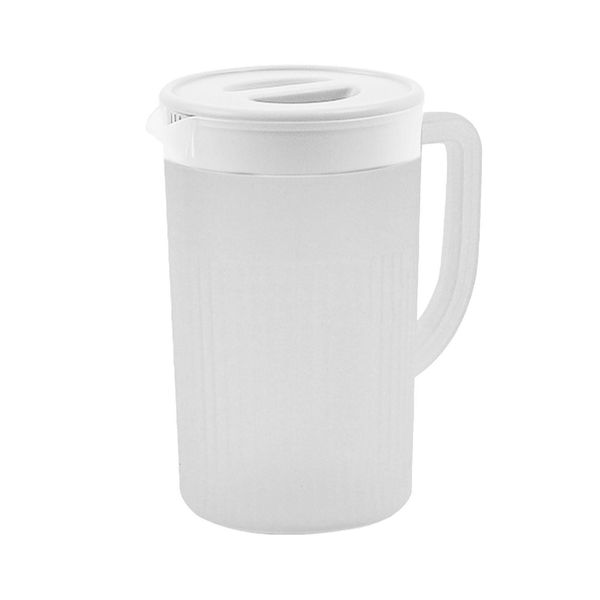 Brocca Di Plastica Con Coperchio Grande Capacità Resistenza Alle Alte Temperature Brocca Di Acqua Fredda Per Succo Di Tè (Bianco)-image