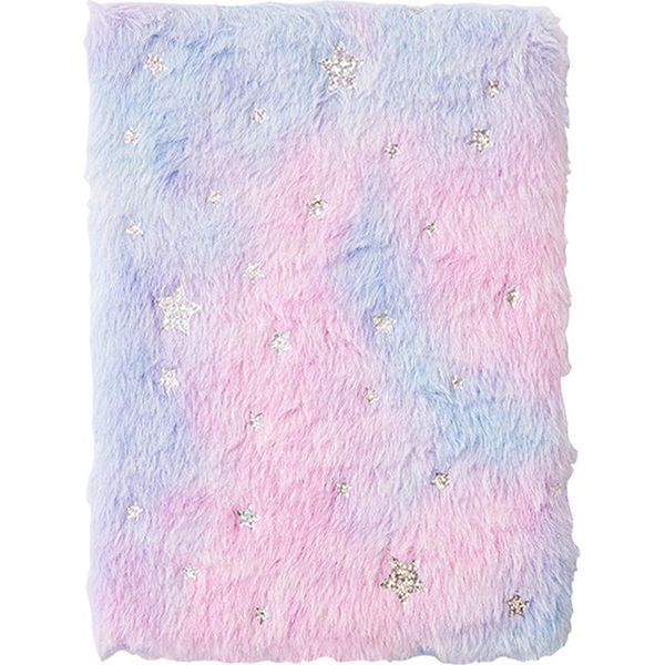 A5 Taccuino Carino Peluche Copertina Morbida Gradiente Per Ragazze Ricamo Scrittura Privata Disegno Prendere Appunti Diario A5 Foderato 80 Pagine Regalo Per Ragazzi Compleanno Natale Scuola-image