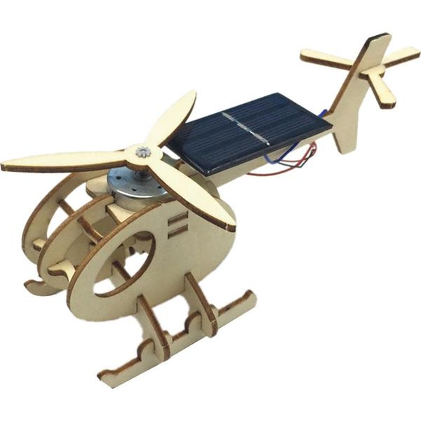Elicottero Solare Puzzle In Legno 3D - Kit Di Modellismo Fai Da Te Per Bambini E Adulti-image