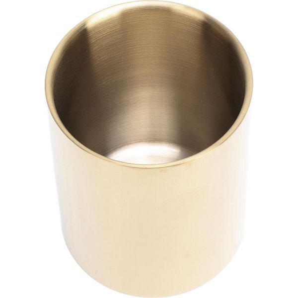 Portapenne Rotondo D'oro In Acciaio Inox, Vaso Di Fiori D'oro, Vaso Rotondo Di Metallo D'oro, Vaso Di Penna D'oro, Tazza Di Matita In Acciaio Inox, Portamatite D'oro Per La Scrivania-image