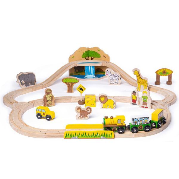 Bigjigs Rail Binario Del Treno Safari In Legno-image