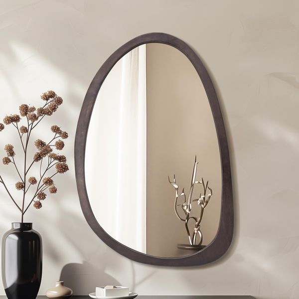 Wisfor Specchio Da Parete Vintage Specchio Rettangolare Grande Specchio Decorativo Da Appendere Con Cornice In Legno Massiccio Specchio Da Corridoio 50 X 70 Cm-image