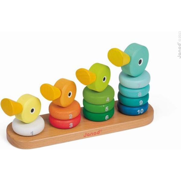 Janod Gioco Di Impilamento Anatra Famiglia Giocattolo Educativo Gioco Legno Bambini-image