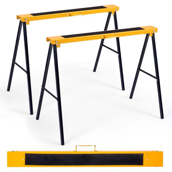 Costway Cavalletto Da Ponteggio A 2 Posti Pieghevole Aiuto Sega Da Lavoro Fino A 275 Kg, Metallo-image