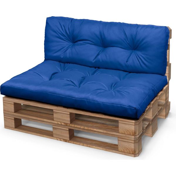 Set Di Cuscini Per Pallet 120X80 Cm Blu Fiordaliso - Cuscini Impermeabili Per Seduta E Schienale Su Europallet - Cuscino Per Esterni OEKO-TEX Resistente Ai Raggi Uv-image