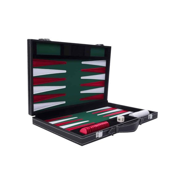 Set Backgammon Longfield 11" Verde/Rosso/Bianco - In Valigetta"-image