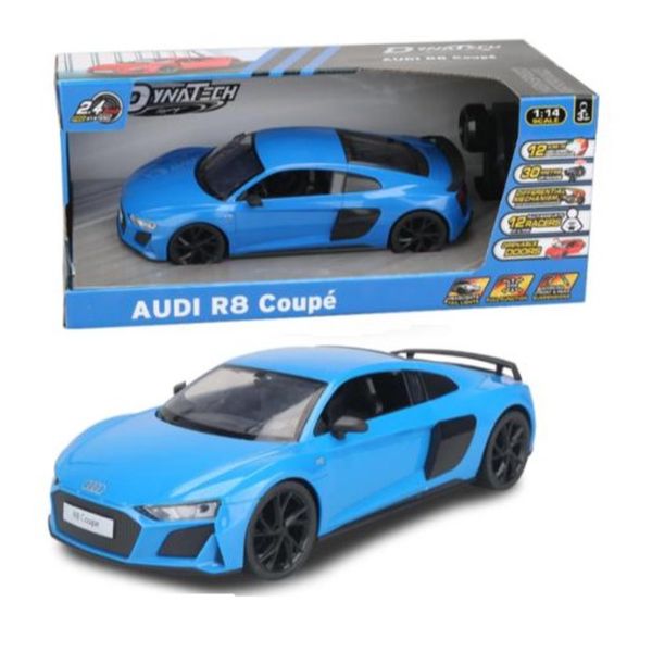 Audi R8 Coupé Con Licenza Ufficiale Telecomandata, Telecomando A 2,4 Ghz, Per Bambini A Partire Da 6 Anni, Scala 1:14, Blu-image
