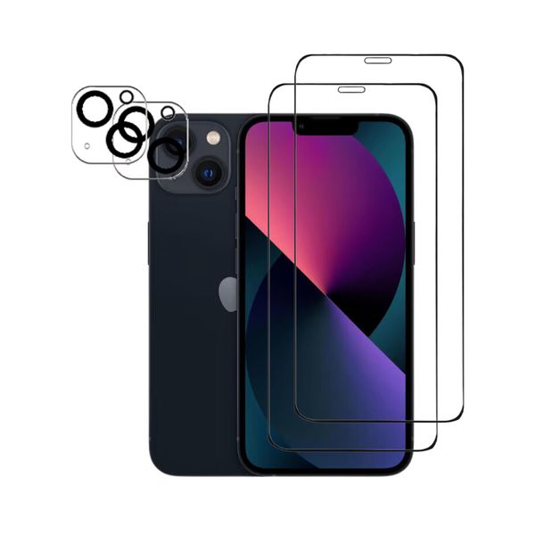 Protezione Della Fotocamera Protezione Dello Schermo Protezione Del Vetro Per Iphone 13 2-Pack Blindato Pellicola Schermo Fotocamera Pellicola Di Vetro-image