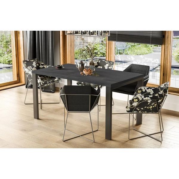 Endo-Moebel Garant Tavolo Da Pranzo 80Cm - 170Cm Tavolo Da Cucina Allungabile In Metallo Con Struttura In Metallo (Cemento Scuro)-image