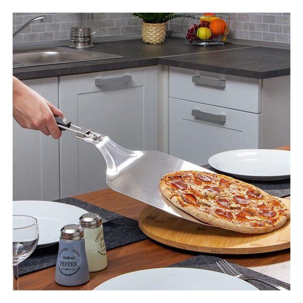 COM-FOUR® Buccia Per Pizza In Acciaio Inox 430 - Paletta Per Pizza E Dolci Con Manico Pieghevole - Buccia Per Pizza, Tarte FlambéE, Panini E Pane-image