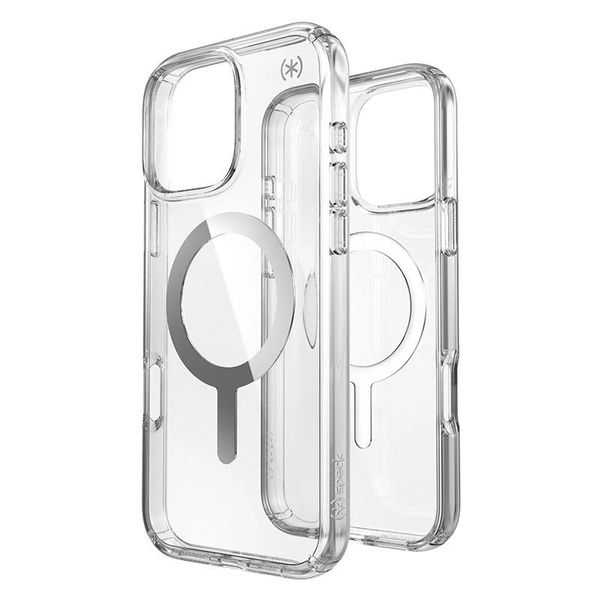 Speck Presidio Perfect-Clear Magsafe - Custodia Per Iphone 16 Pro Max (Clear / Chrome Finish / Serene Silver)-image